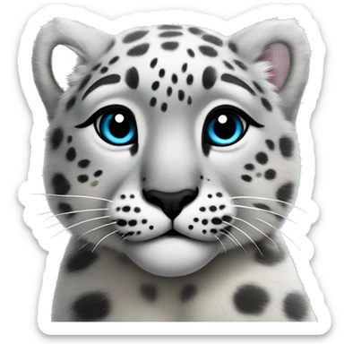 Snow leopard kiss with heart  sticker