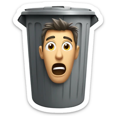 A man who was thrown into a rubbish bin sticker