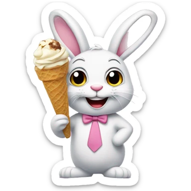 Bunny hold ice cream  sticker