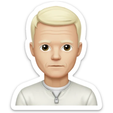 Jimmy Somerville with platinum blonde hair, white outfit sticker