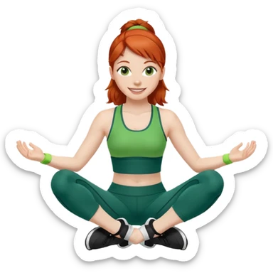 pilates girl whit redhead whit green olvide sports set sticker