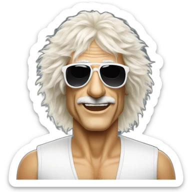 michel polnareff avec des lunettes de soleil blanches sticker