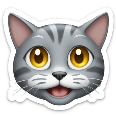 gray cat laughing crying tears emoji sticker