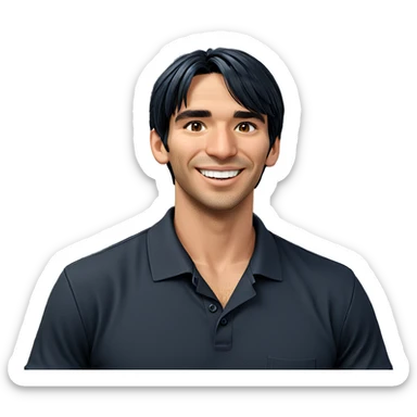 smiling male in black shirt sticker