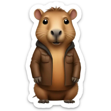 capibara con gas de sol y chamarra de cuero color negro sticker