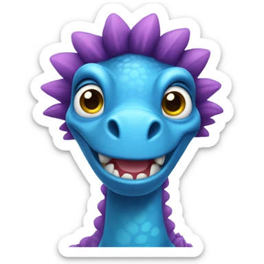 blue dinosaur with long nails and long eyelashes smiling sticker