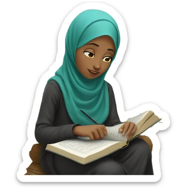 Girl with hijab reading the Quran  sticker