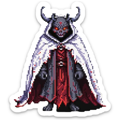 The Wandering Demon with glowing red eyes and tattered cloak sticker