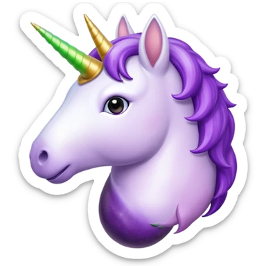 unicorn thinking about eggplant sticker