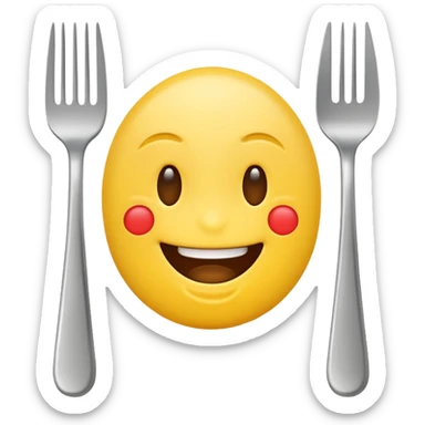 smiling emoji with fork and knife sticker