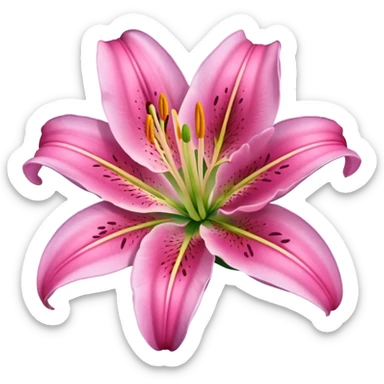 Pink lily flower sticker