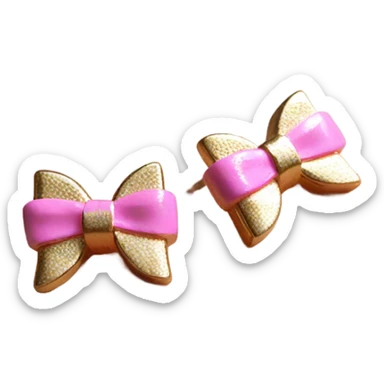Little gold pink bow earrings sticker