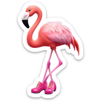  A pink flamingo with tap-dancing shoes sticker