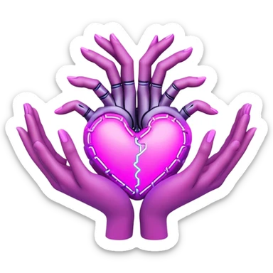 Neon cyberpunk style 
heart made of  hands sticker