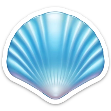 Light blue Mother-of-pearl shell emoji, pearl texture, soft gradient, smooth curves, glossy finish sticker