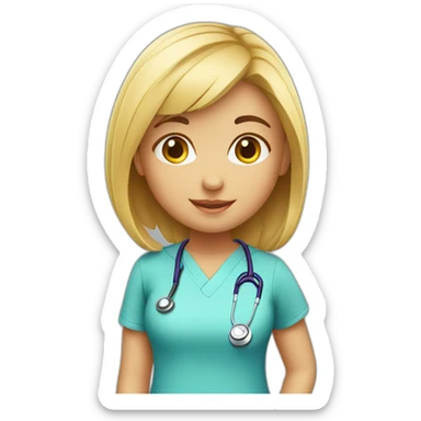 Cute girl with stethoscope  sticker