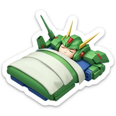 Green gundam fall asleep  sticker