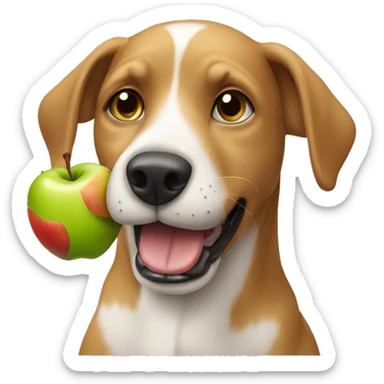 Dog eating apple sticker