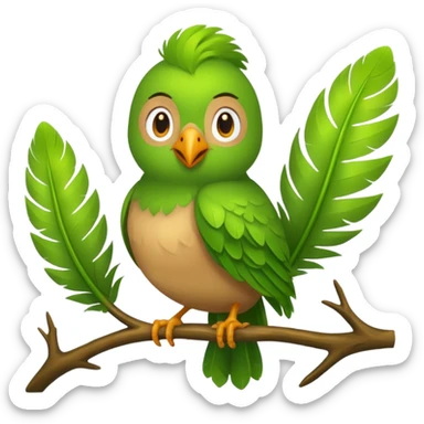 duolingo bird on the branch of tree sticker