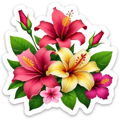 bouquet of lillie’s, roses, and hibiscus’s flowers  sticker