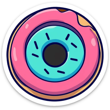sticker style donut chart with bold outline, cute sticker