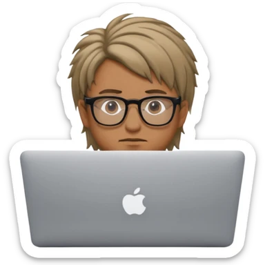 a man behind mackbook the man being little visible form the front sticker