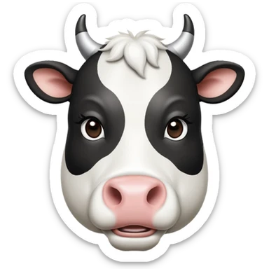 cinematic-noble-black-and-white-cow-portrait-emoji,-poised-and-regal,-with-a-large,-sturdy-build-and-a-beautifully-patterned-hide-of-rich-black-accented-by-crisp-white-patches,-deep-set-soulful-brown-eyes,-simplified-yet-sharp-and-sophisticade sticker