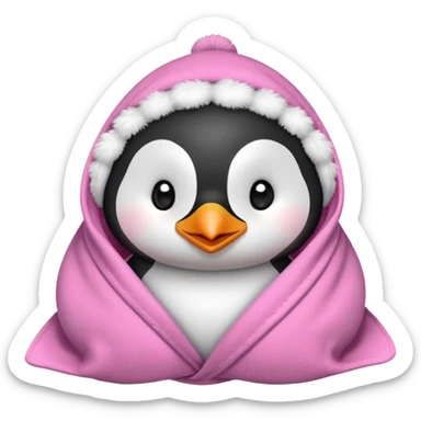 Cute penguin wrapped on pink blanket sticker