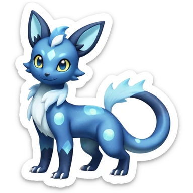 Shiny icy iridescent Pastel Nebulae Salandit-Meowstic-Umbreon-Fakémon-hybrid-creature (full body)  sticker