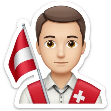 ultra realistic polish man with two-colored poland flag sticker