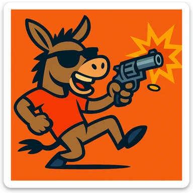 Add cool black sunglasses to the donkey, keep vibrant cartoon style. sticker