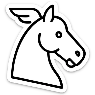 Hermes horse head, minimalist, modern icon, black outlined icon style, no fill, clean and simple design sticker
