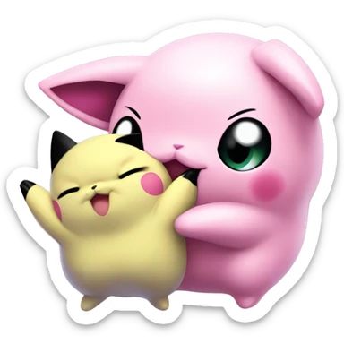Jigglypuff kissing pikachu sticker