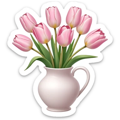 Light pink tulips in white vase sticker