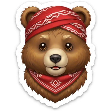 bear face with a bandana sticker