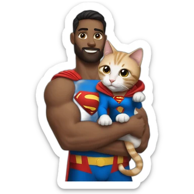 Cat in superman dress. Holding luis lane in his hand sticker