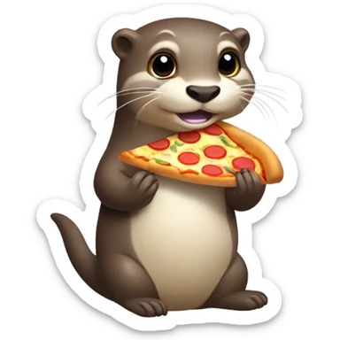 Otter eating pizza sticker