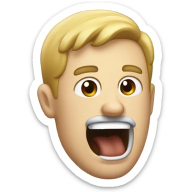 White guy with small patchy mustache screaming with a hammer coming at him sticker