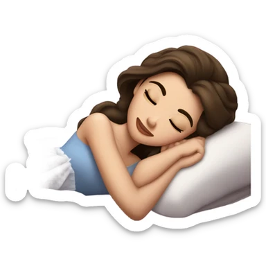 Sleeping brunette beauty princess Disney, bed, white skin sticker