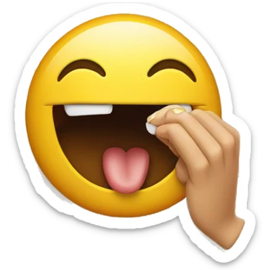 Emoji face biting nail and giggling  sticker