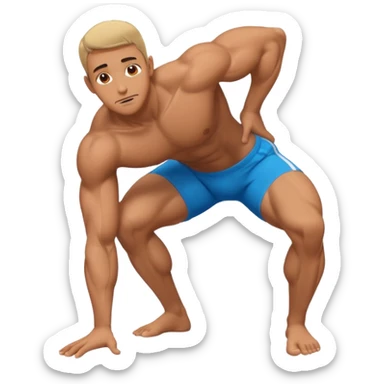 a guy arching his back on all fours (hands and knees) sticker