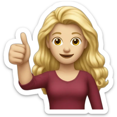 blonde-long-hair-lady-with-burgundy-blouse-thumbs-up sticker