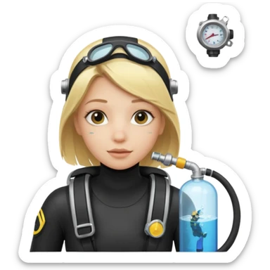 scuba diving girl blonde with oxygen tank sticker