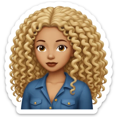 Uma mulher negra da pele clara com cabelo cacheados bem longo até a bunda  sticker