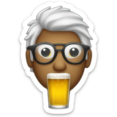 PERSONA DE LENTES PELO OSCURO CON UNA CERVEZA EN LA MANO sticker