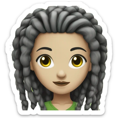 Girl with white skin, green eyes, black dread locks sticker