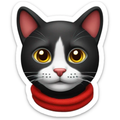 Gato negro con bufanda roja sticker