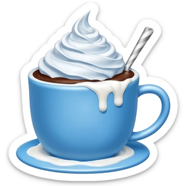 Blue and white hot chocolate sticker
