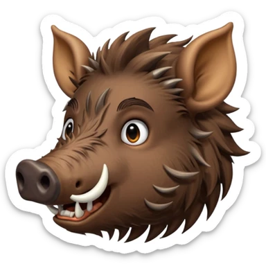 Wild boar face side view with long tusks emoji realistic sticker