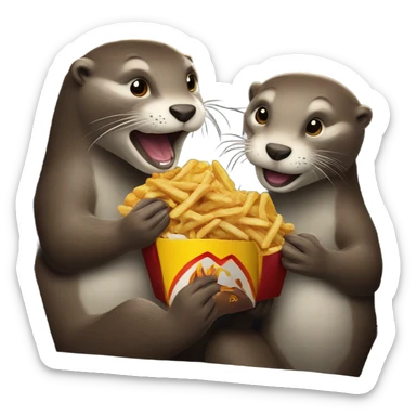 two otter eating macdonalds in the car sticker